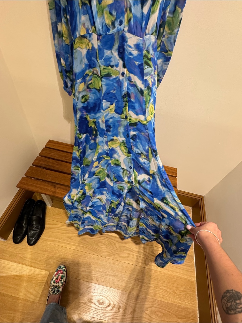 Taylor Blue & Green Floral Tie-Waist Maxi Dress - Picture 6 of 9